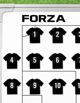 FORZA T-Shirt Coaching Magnets – Set of 11 Magnetic Player Markers with Number Stickers – Compatible with All FORZA Coaching Boards – Ideal for Football Coaches & Managers (Black)