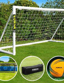 FORZA 8ft x 4ft Football Goal | Durable All Weather uPVC with Quick & Easy Assembly - Optional Target Sheet, Football & Carry Bag - Ideal for Home Gardens and Clubs