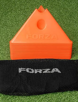 Cônes d'entraînement géants FORZA Tri - Couleurs fluo | Quantité : 20 - Sac de transport inclus