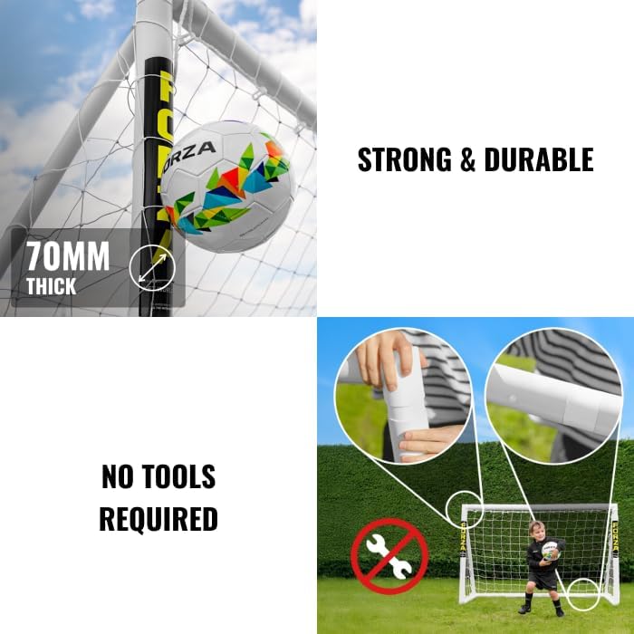 FORZA 8ft x 4ft Football Goal | Durable All Weather uPVC with Quick & Easy Assembly - Optional Target Sheet, Football & Carry Bag - Ideal for Home Gardens and Clubs