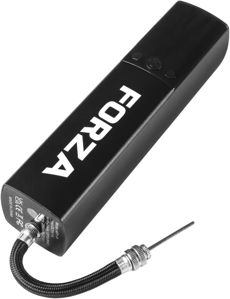 FORZA Digital Ball Pump¦Rechargeable Electric Air Pump with LED Torch - Includes Needles & Flexible Hose – Portable Football, Rugby, Basketball & Netball Inflator
