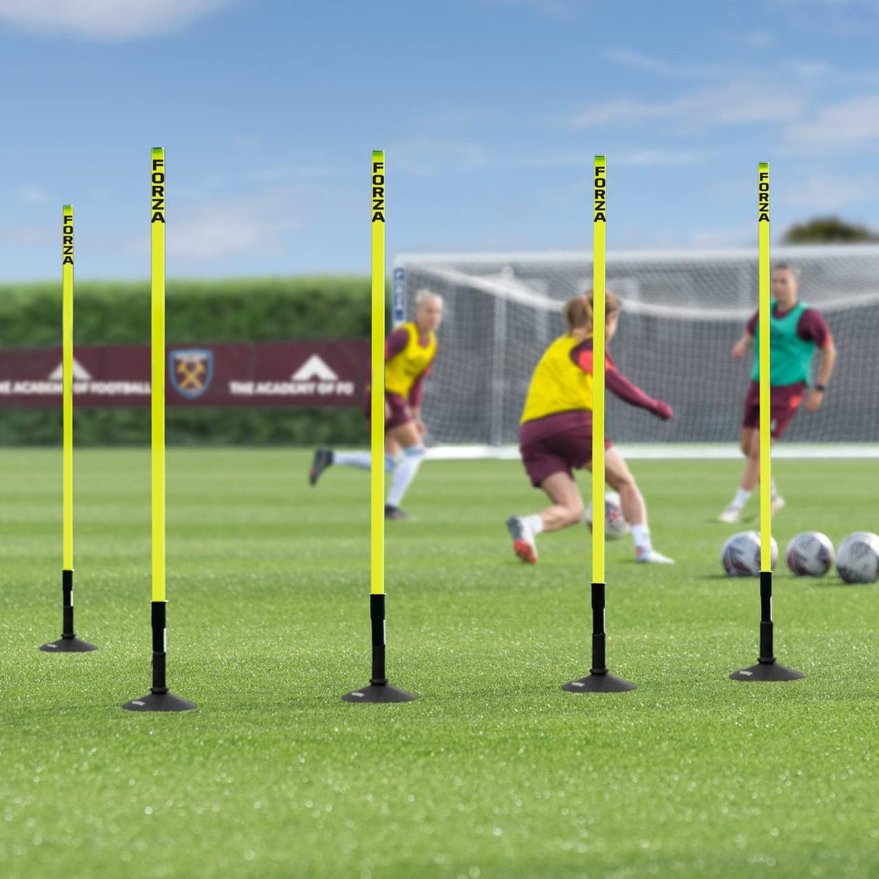 FORZA Astro Slalom Poles + Bases - 5ft/6ft High | Sports Training Slalom Poles With Spring Back | Improve Agility/Speed/Footwork | Rubber Base Included