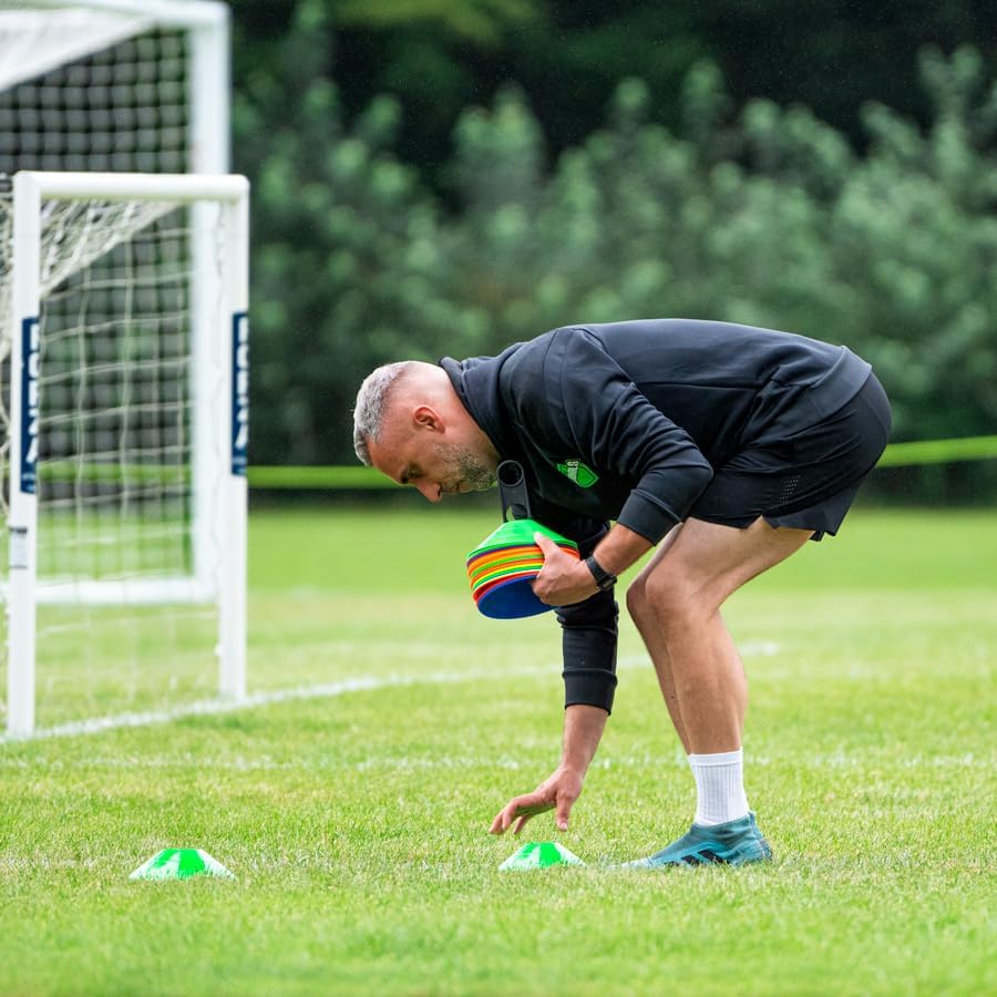 FORZA Training Marker Cones | 10 Vibrant Colour Options - Premium Coaching Equipment with Stand Perfect for Football, Rugby and Fitness Drills [50 or 1000 Pack]