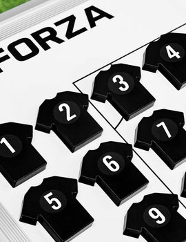 FORZA T-Shirt Coaching Magnets – Set of 11 Magnetic Player Markers with Number Stickers – Compatible with All FORZA Coaching Boards – Ideal for Football Coaches & Managers (Black)