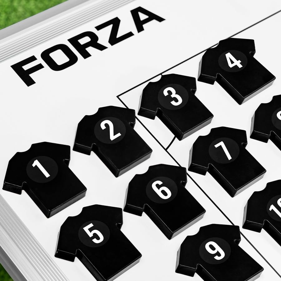 FORZA T-Shirt Coaching Magnets – Set of 11 Magnetic Player Markers with Number Stickers – Compatible with All FORZA Coaching Boards – Ideal for Football Coaches & Managers (Black)
