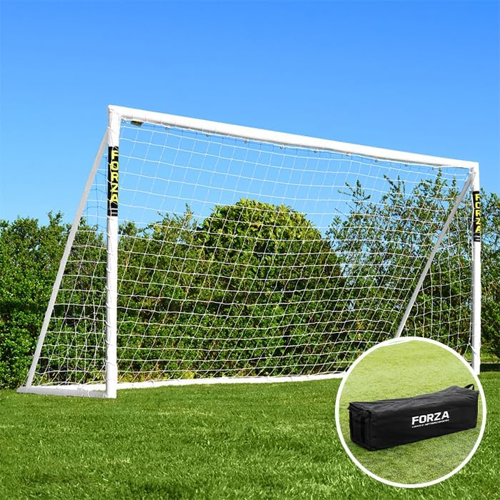 FORZA 12ft x 6ft Football Goal | All Weather uPVC Garden Goals with Quick and Easy Assembly - Optional Training Football, Target Sheet & Carry Bag