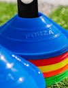 FORZA Training Marker Cones | 10 Vibrant Colour Options - Premium Coaching Equipment with Stand Perfect for Football, Rugby and Fitness Drills [50 or 1000 Pack]