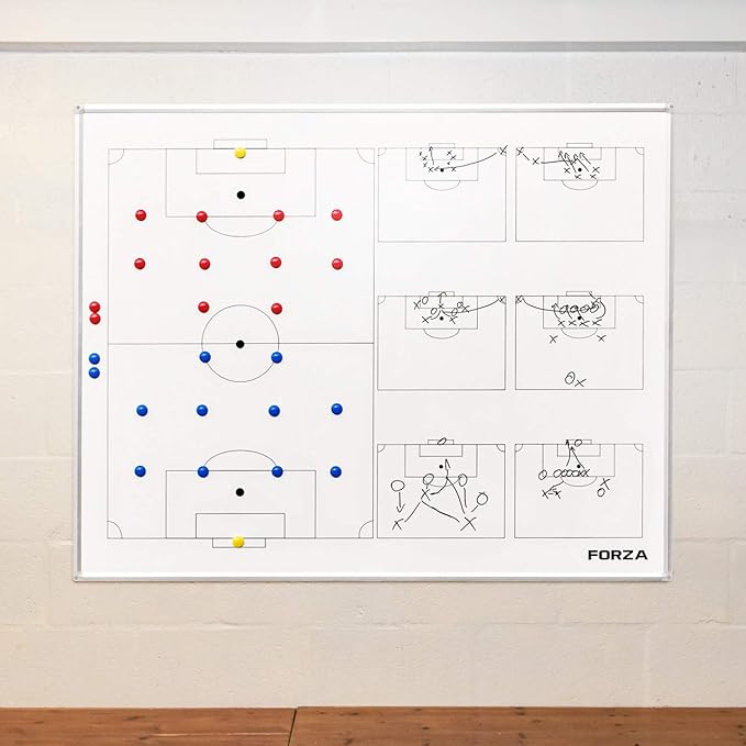 FORZA Wall Mounted Football Coaching Board - 150cm x 120cm Double-Sided Tactics Board