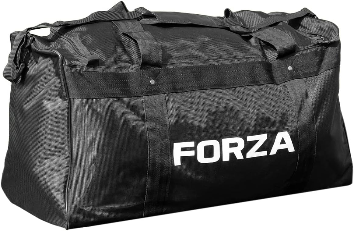 FORZA Large Football Kit Holdall - Black Sports Bag | Durable Sports Gear Bag | Secure Zip Fastening | 95L Capacity | Splash Proof Design