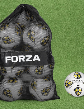 FORZA Footballs with Mesh Storage Carry Bag & Multiple Pack Sizes - Variety of Ball Types for Football Matches, Competitions & Training
