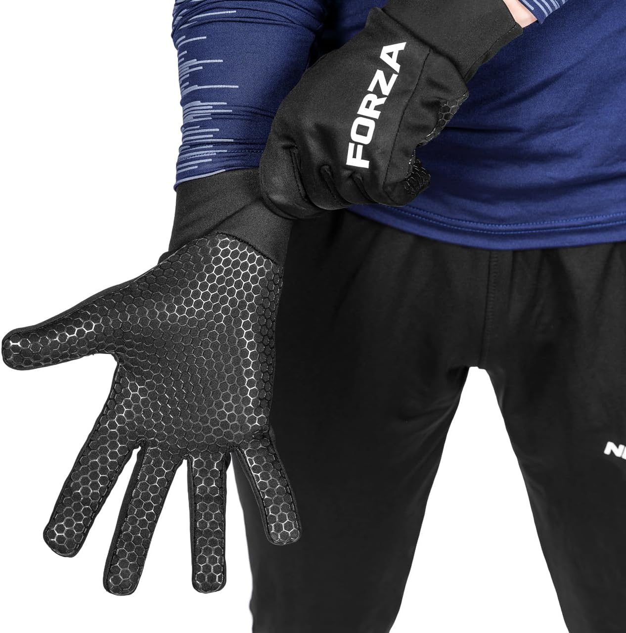 FORZA Winter Thermal Sports Grip+ Gloves – Insulated Fleece Lining, Hex Gel Grip, Water Resistant & Windproof – Sizes 4–11 – Ideal for Football, Rugby, Running & Outdoor Sports