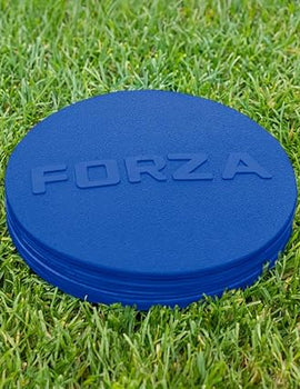 Mini marqueurs plats FORZA 9 cm (3,5 po) [Lot de 20] | Disques multi-surfaces en PVC - Marqueurs antidérapants avec sac de transport en filet | Équipement de sport | 9 couleurs