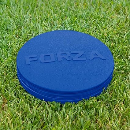 Mini marqueurs plats FORZA 9 cm (3,5 po) [Lot de 20] | Disques multi-surfaces en PVC - Marqueurs antidérapants avec sac de transport en filet | Équipement de sport | 9 couleurs