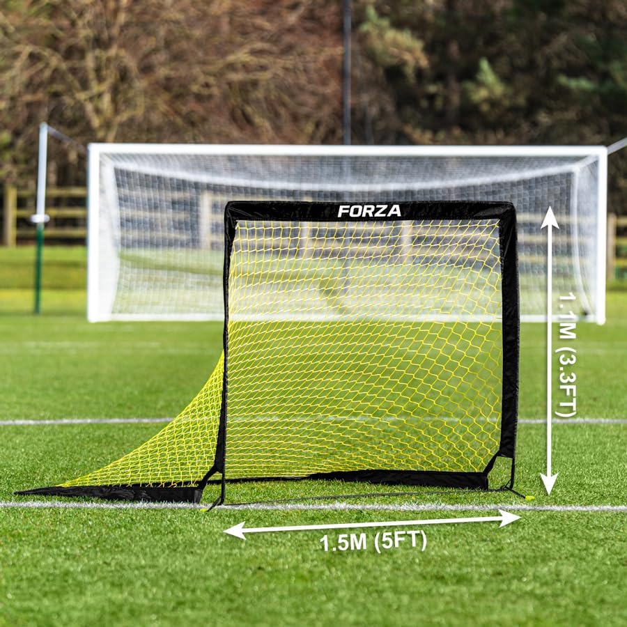 FORZA Square Pop-Up Football Goal [3 Sizes] | Portable Football Training Goal with Carry Bag & Ground Stakes - For All Ages with 5 Second Set Up - Single or Pair
