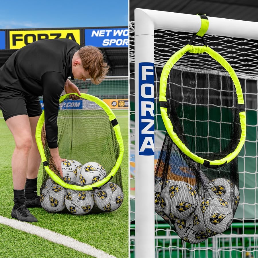FORZA Football Target Net & Ball Bag | 2-in-1 Ball Storage & Goal Target for Football Training – 10 Ball Capacity - Durable & Easy to Attach
