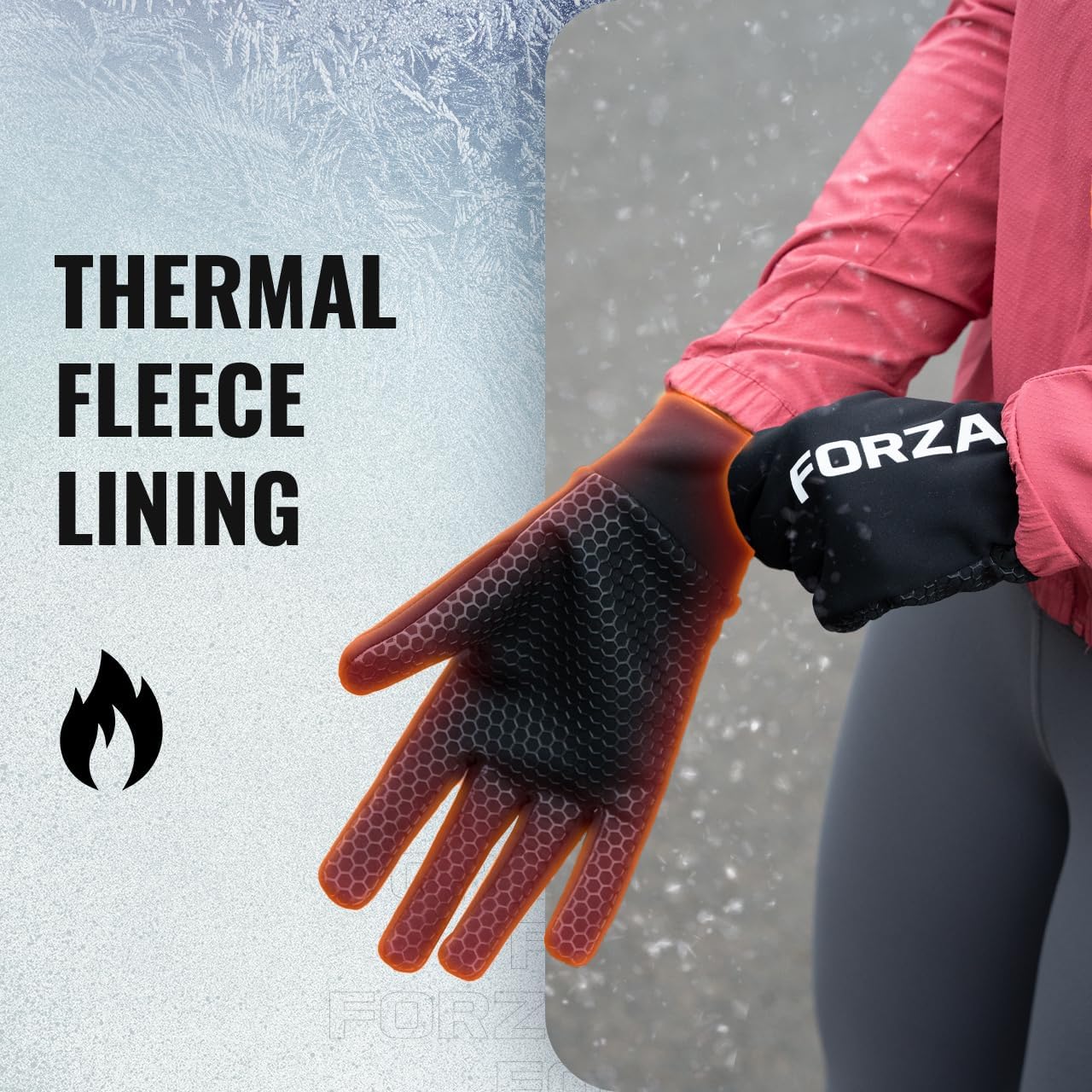 FORZA Winter Thermal Sports Grip+ Gloves – Insulated Fleece Lining, Hex Gel Grip, Water Resistant & Windproof – Sizes 4–11 – Ideal for Football, Rugby, Running & Outdoor Sports