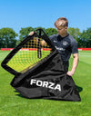 FORZA Square Pop-Up Football Goal [3 Sizes] | Portable Football Training Goal with Carry Bag & Ground Stakes - For All Ages with 5 Second Set Up - Single or Pair