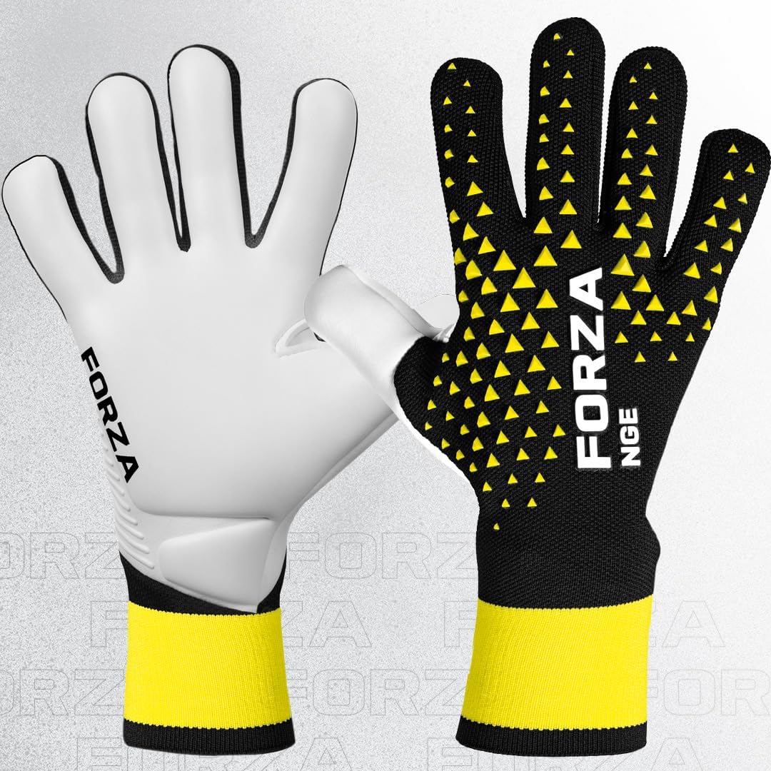 FORZA NGE Goalkeeper Gloves | Pro-Level Strapless GK Gloves [2 Colours & 8 Size Options] - High Performing, Ultra-Durable Latex