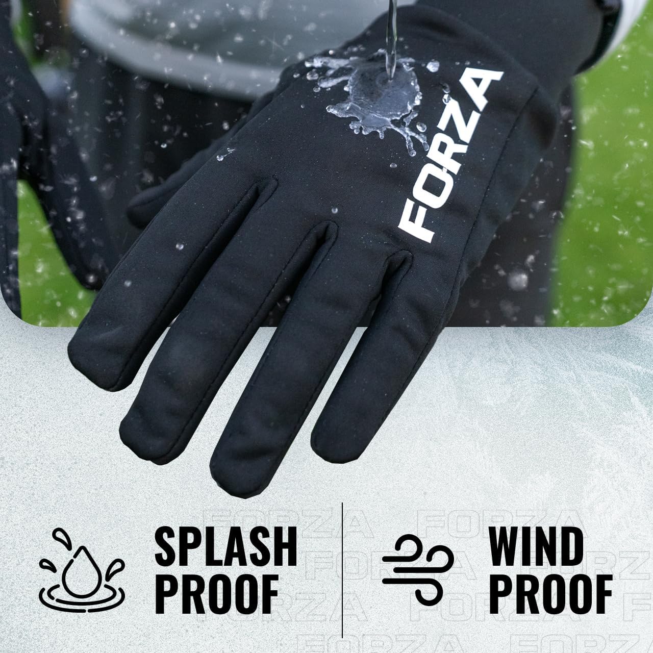 FORZA Winter Thermal Sports Grip+ Gloves – Insulated Fleece Lining, Hex Gel Grip, Water Resistant & Windproof – Sizes 4–11 – Ideal for Football, Rugby, Running & Outdoor Sports