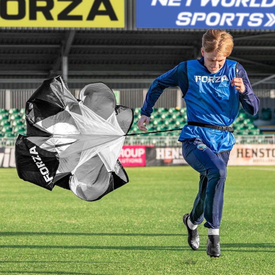 FORZA Speed Chute Resistance Parachute - Wind Resistance Training Tool – Adjustable Strap & Carry Bag Included | Football Training Equipment | Running Accessories