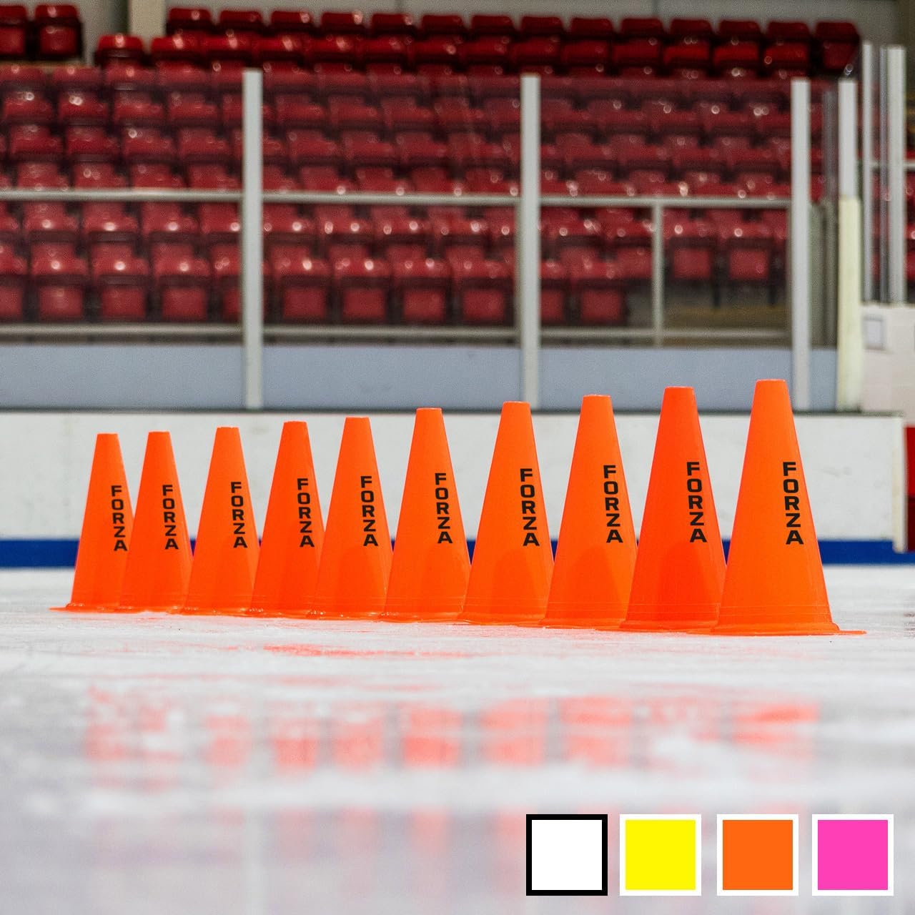 FORZA Multi Sport Training Marker Cones – Durable Plastic Traffic Cones for All Sports & Training Drills | Bright Fluorescent Colours Options [Pack of 10 or 100]
