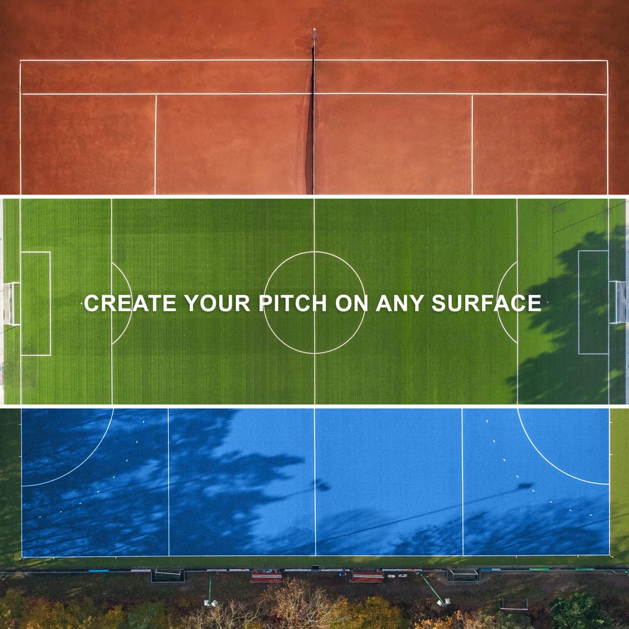 FORZA 100m Pitch Marking Tape - White/Yellow/Blue Tape for Sports Pitches