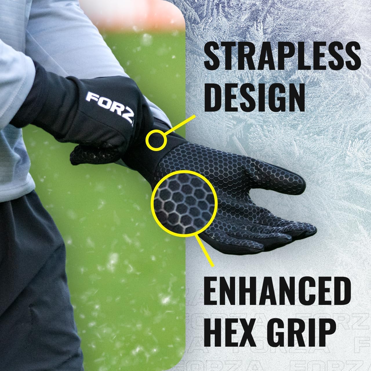 FORZA Winter Thermal Sports Grip+ Gloves – Insulated Fleece Lining, Hex Gel Grip, Water Resistant & Windproof – Sizes 4–11 – Ideal for Football, Rugby, Running & Outdoor Sports