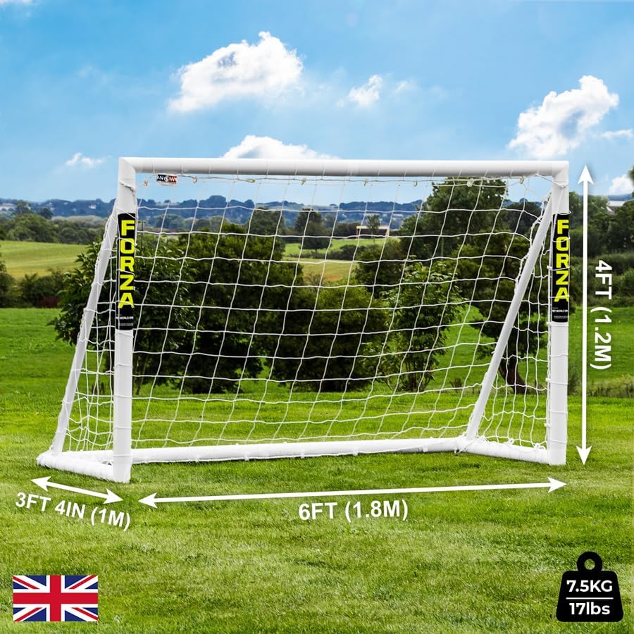 FORZA 6ft x 4ft Kids Football Goal | The UK’s Best Garden Goalposts - Optional Target Sheet, Football & Carry Bag - Lightweight, Weatherproof & Easy to Assemble