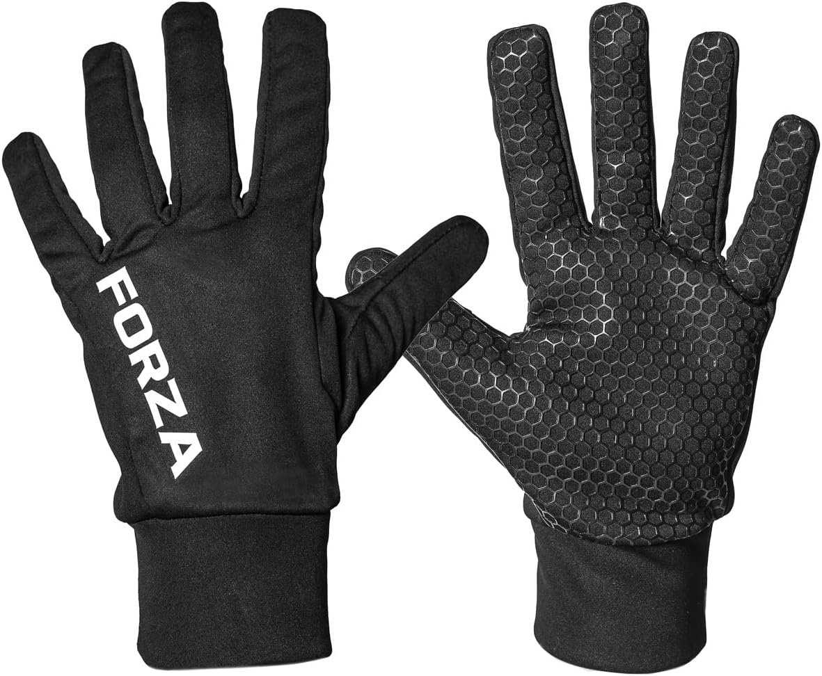 FORZA Winter Thermal Sports Grip+ Gloves – Insulated Fleece Lining, Hex Gel Grip, Water Resistant & Windproof – Sizes 4–11 – Ideal for Football, Rugby, Running & Outdoor Sports