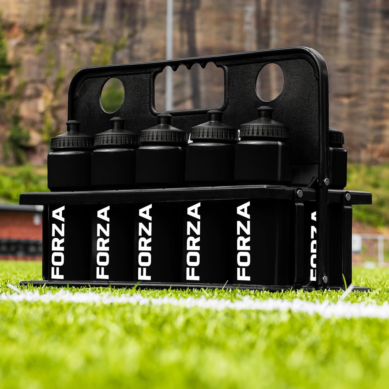 FORZA 10 Water Bottles & Carrier [750ml] - BPA Free Plastic - Variety Of Colours (Black)