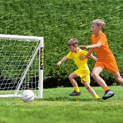 But de football FORZA 2,4 m x 1,2 m | PVC résistant toutes saisons, montage facile et rapide - Cible, ballon et sac de transport en option - Idéal pour les jardins et les clubs