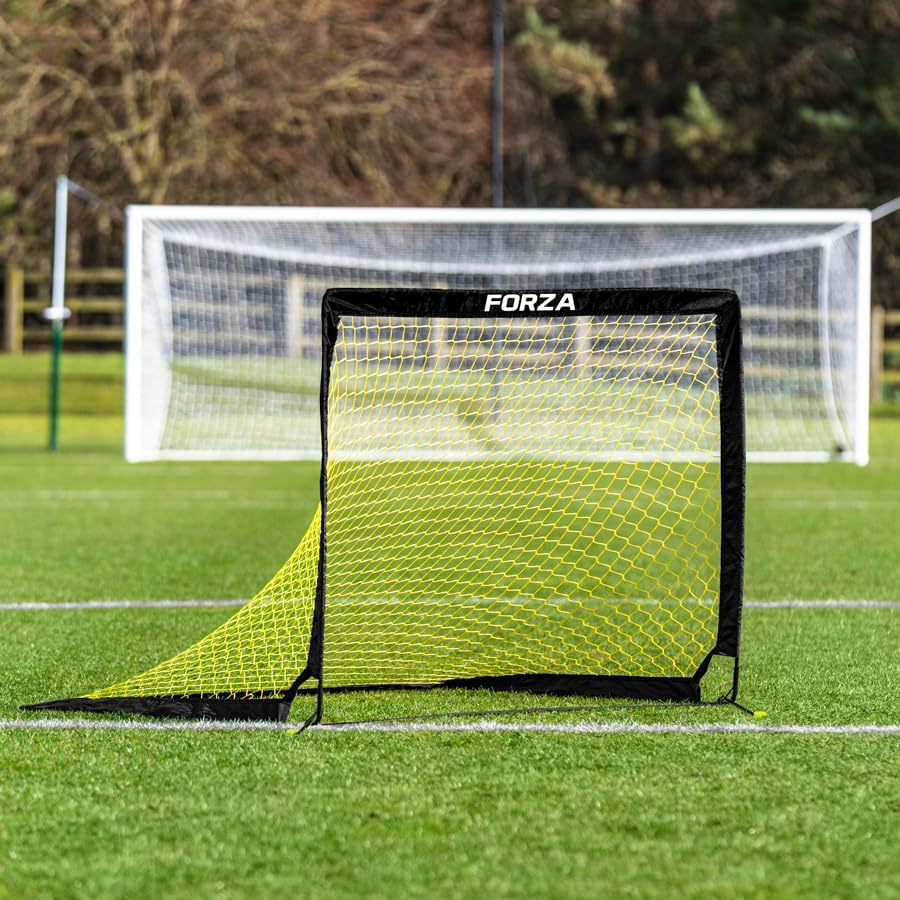 FORZA Square Pop-Up Football Goal [3 Sizes] | Portable Football Training Goal with Carry Bag & Ground Stakes - For All Ages with 5 Second Set Up - Single or Pair
