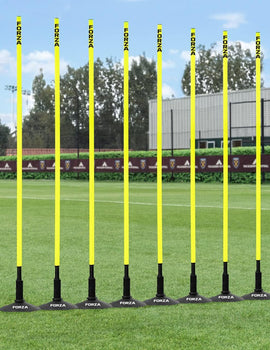 FORZA Astro Slalom Poles + Bases - 5ft/6ft High | Sports Training Slalom Poles With Spring Back | Improve Agility/Speed/Footwork | Rubber Base Included
