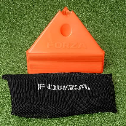 Cônes d'entraînement géants FORZA Tri - Couleurs fluo | Quantité : 20 - Sac de transport inclus