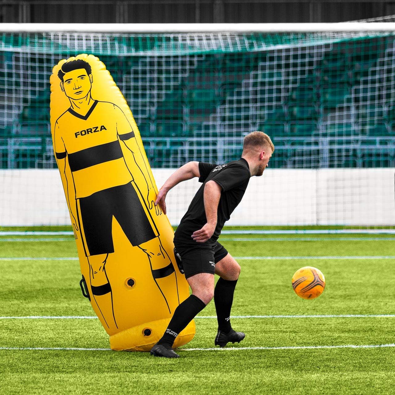 FORZA Pro Football Air Mannequin Junior & Senior | Inflatable Football Free Kick Training Dummies | Pack of 1, 3 or 5 Portable Football Training Equipment | Optional Carry Bag