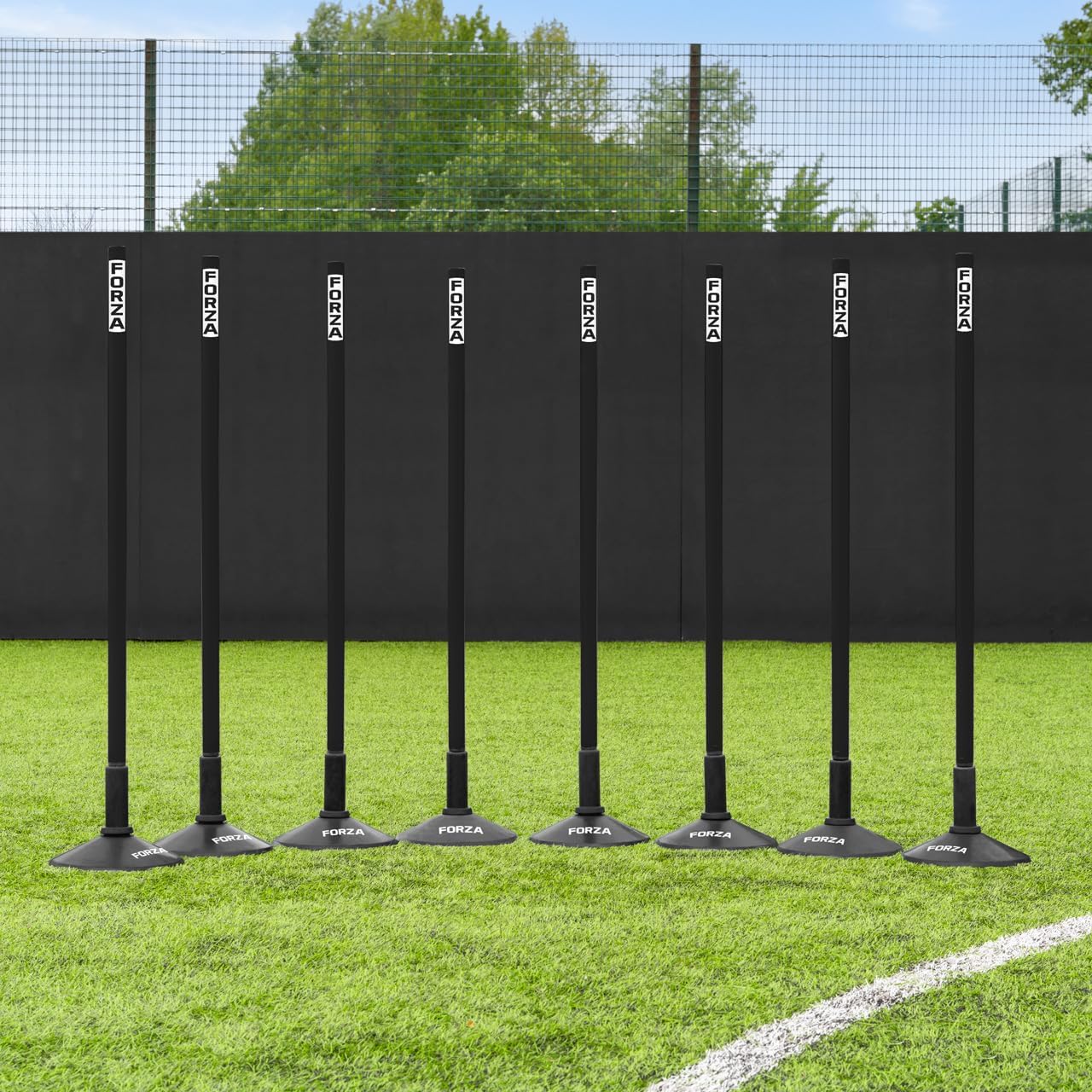 FORZA Football Slalom Training Poles - 34mm Thick | 2x Size Options: 3ft/6ft | Pro Multi-Sports & Football Training Equipment | Optional Rubber Bases