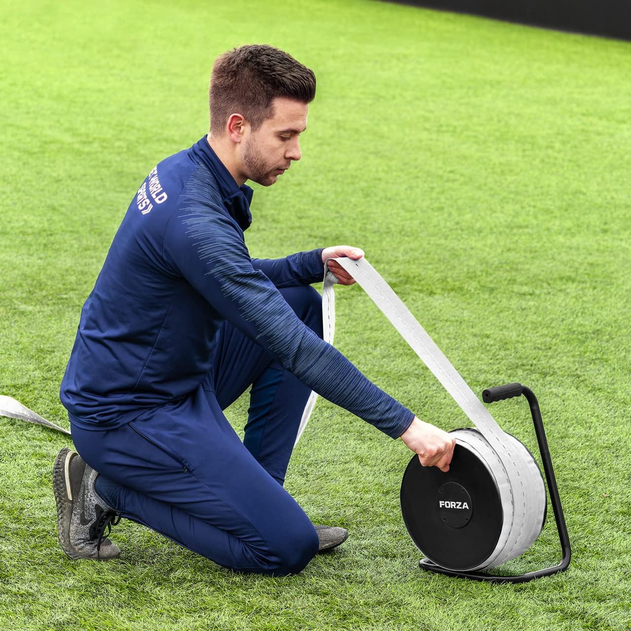 FORZA 100m Pitch Marking Tape - White/Yellow/Blue Tape for Sports Pitches