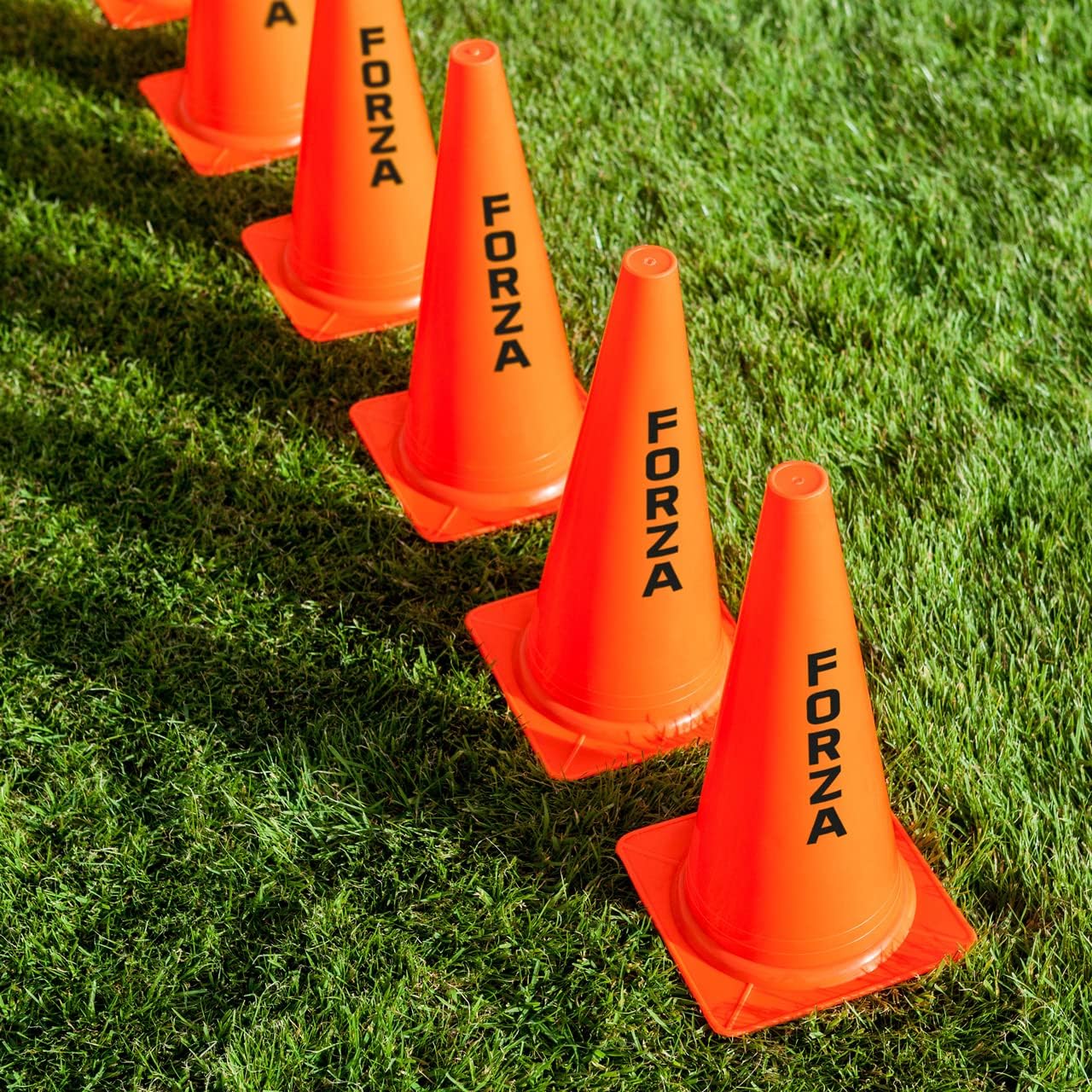FORZA Multi Sport Training Marker Cones – Durable Plastic Traffic Cones for All Sports & Training Drills | Bright Fluorescent Colours Options [Pack of 10 or 100]
