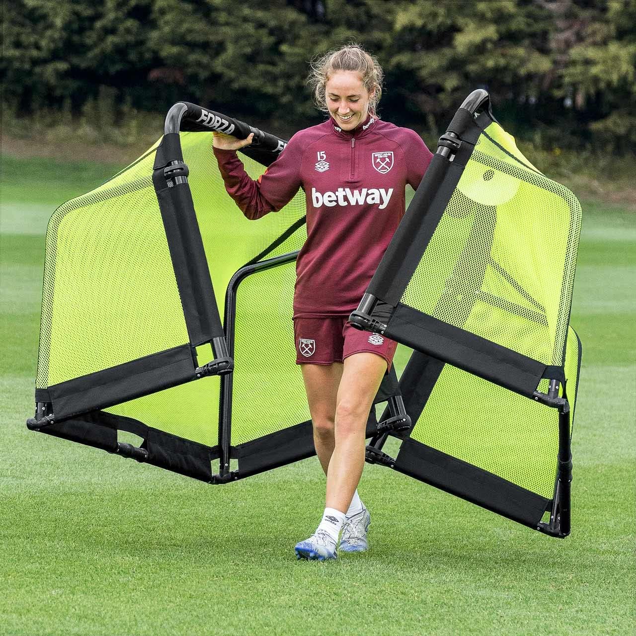 FORZA POD Goal - PRO ALU50 Folding Football Goal | Fold-Away & Freestanding Target Goals | Carry Bag Included - Multiple Sizes & Colours