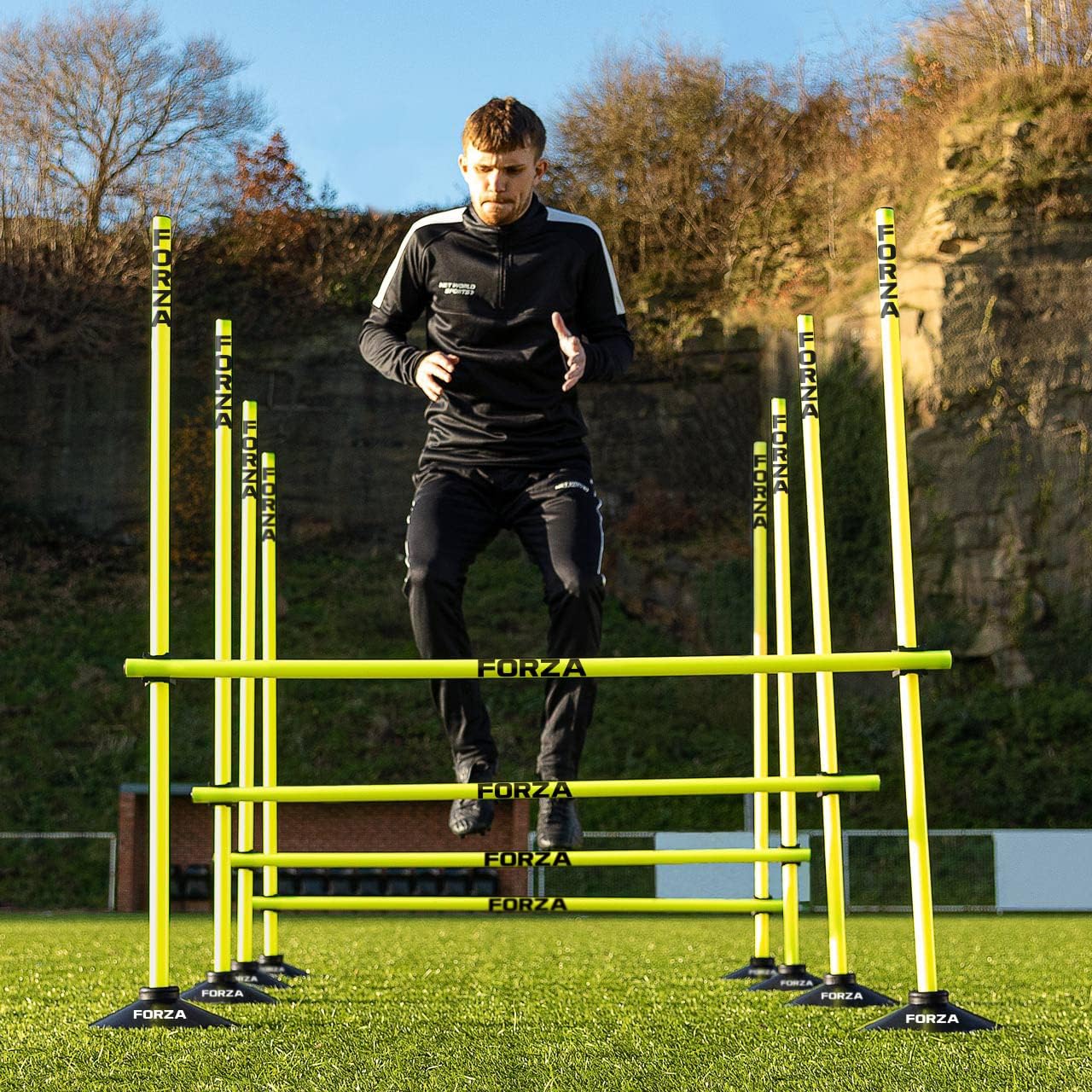 FORZA Adjustable Height Outdoor Hurdle Set 4ft & 5ft | Sports Exercise Equipment | Football Training Equipment | Speed & Agility Training Kit for Men, Women & Kids