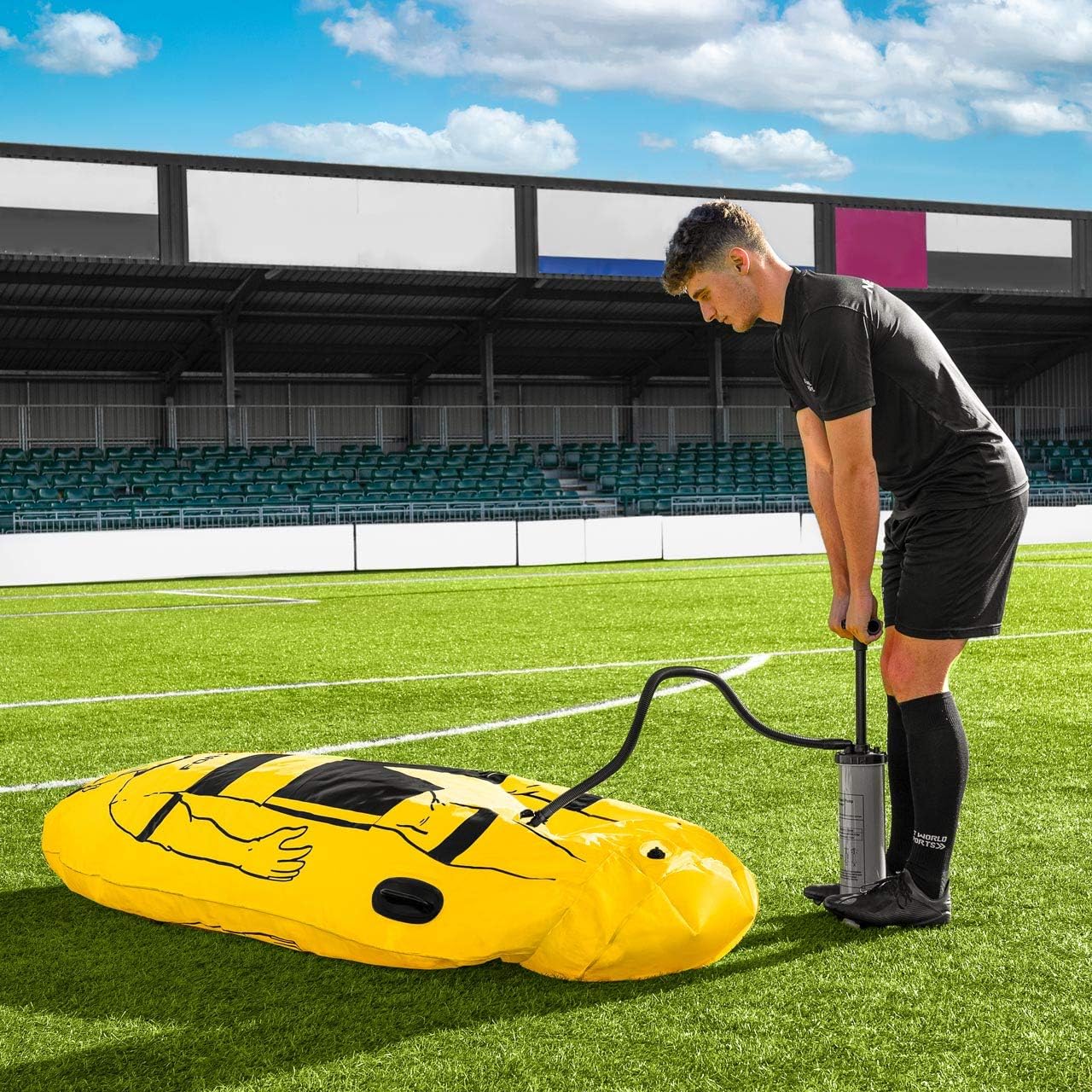 FORZA Pro Football Air Mannequin Junior & Senior | Inflatable Football Free Kick Training Dummies | Pack of 1, 3 or 5 Portable Football Training Equipment | Optional Carry Bag