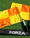 FORZA UEFA Football Linesman Flags - Officials & Referee Equipment | Professional Linesman Flag | Orange & Yellow Chequered Flags + Easy Grip Handle | Carry Bag Included