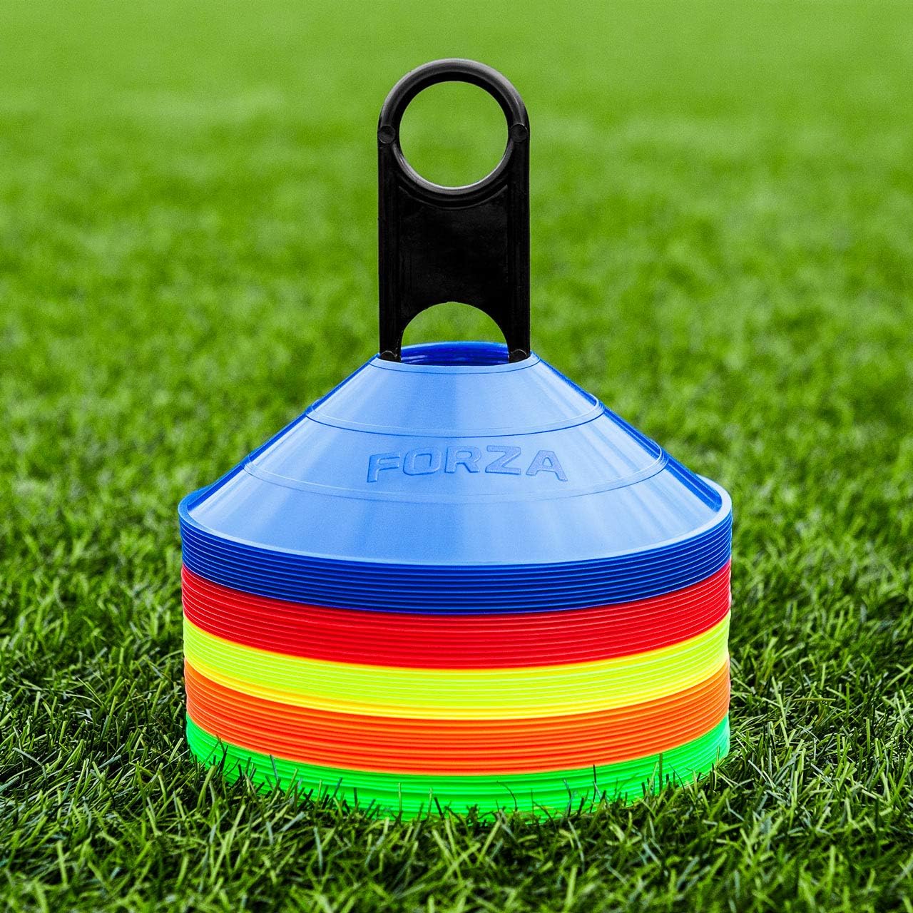 FORZA Training Marker Cones | 10 Vibrant Colour Options - Premium Coaching Equipment with Stand Perfect for Football, Rugby and Fitness Drills [50 or 1000 Pack]