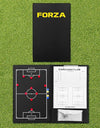 FORZA Magnetic Football Tactics Clipboard Folder - A4 Notepad | 27x Magnetic Markers | Full Football Pitch Layout - Waterproof Black Coaching Folder | Built In Plastic Pouch