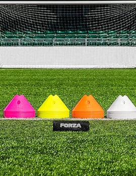 Dômes de marquage d'entraînement FORZA Football SuperCone [Lot de 20] - Cônes géants de 14 cm pour exercices de vitesse et d'agilité - PVC résistant aux intempéries - 8 options de couleurs
