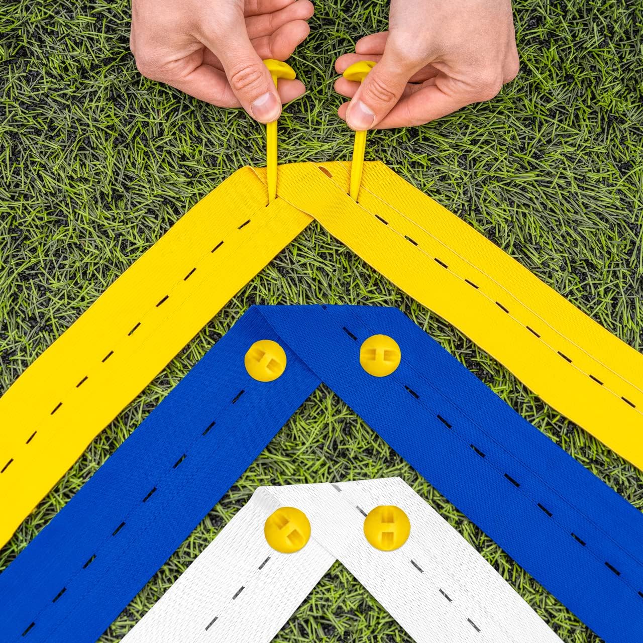 FORZA 100m Pitch Marking Tape - White/Yellow/Blue Tape for Sports Pitches