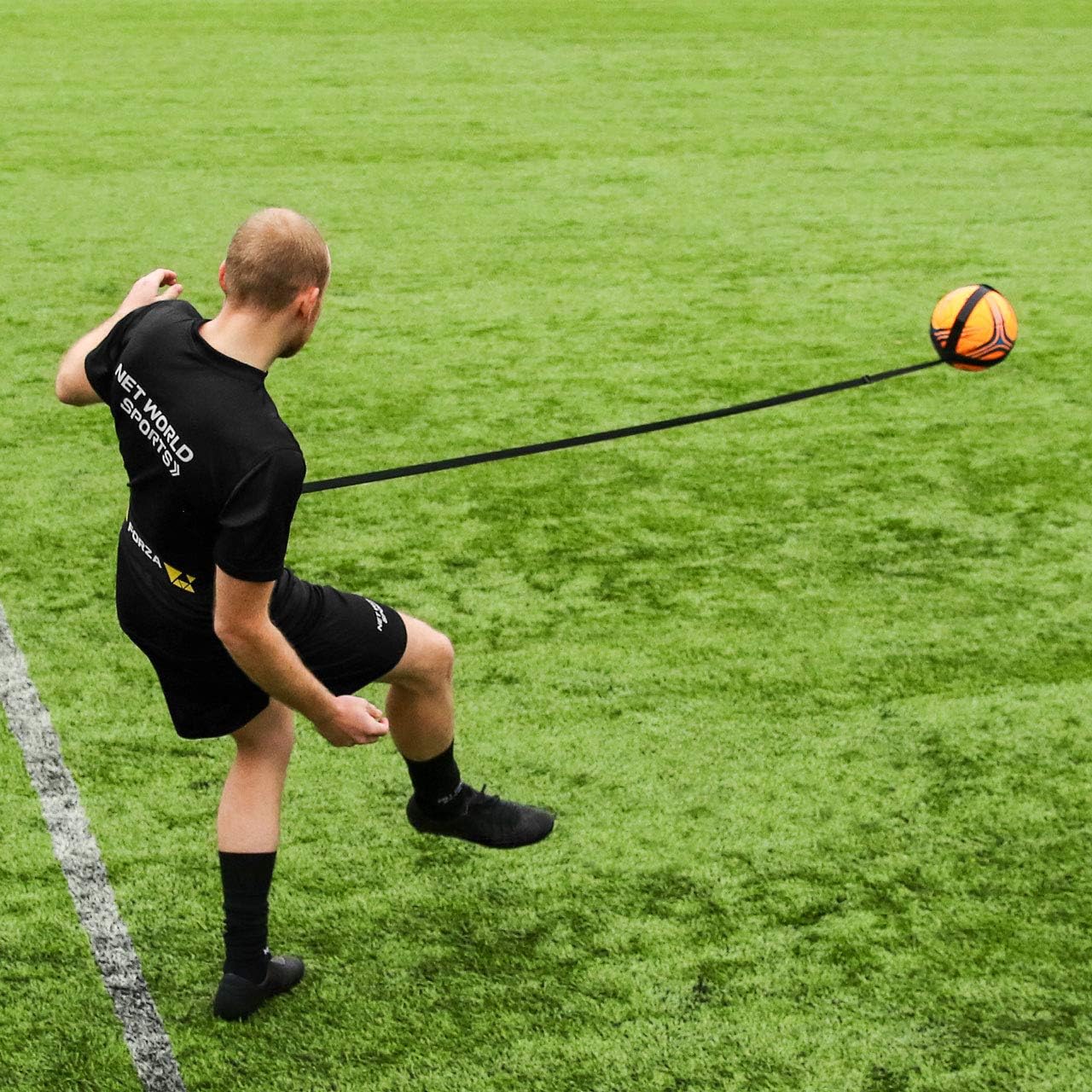 FORZA Solo Football Kick Trainer - Pro Individual Football Training Kit | Solo Practice Training Aid | Football Training Equipment for Kids/Adults | Improve Football Skills