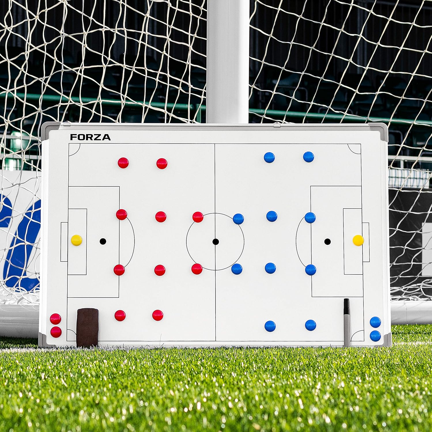 FORZA 90cm x 60cm Sport Coaching Board | 13 Sport Options | Double-Sided Dry Wipe Tactics Board – Includes Magnets, Pen & Eraser (Without Carry Bag, Football)