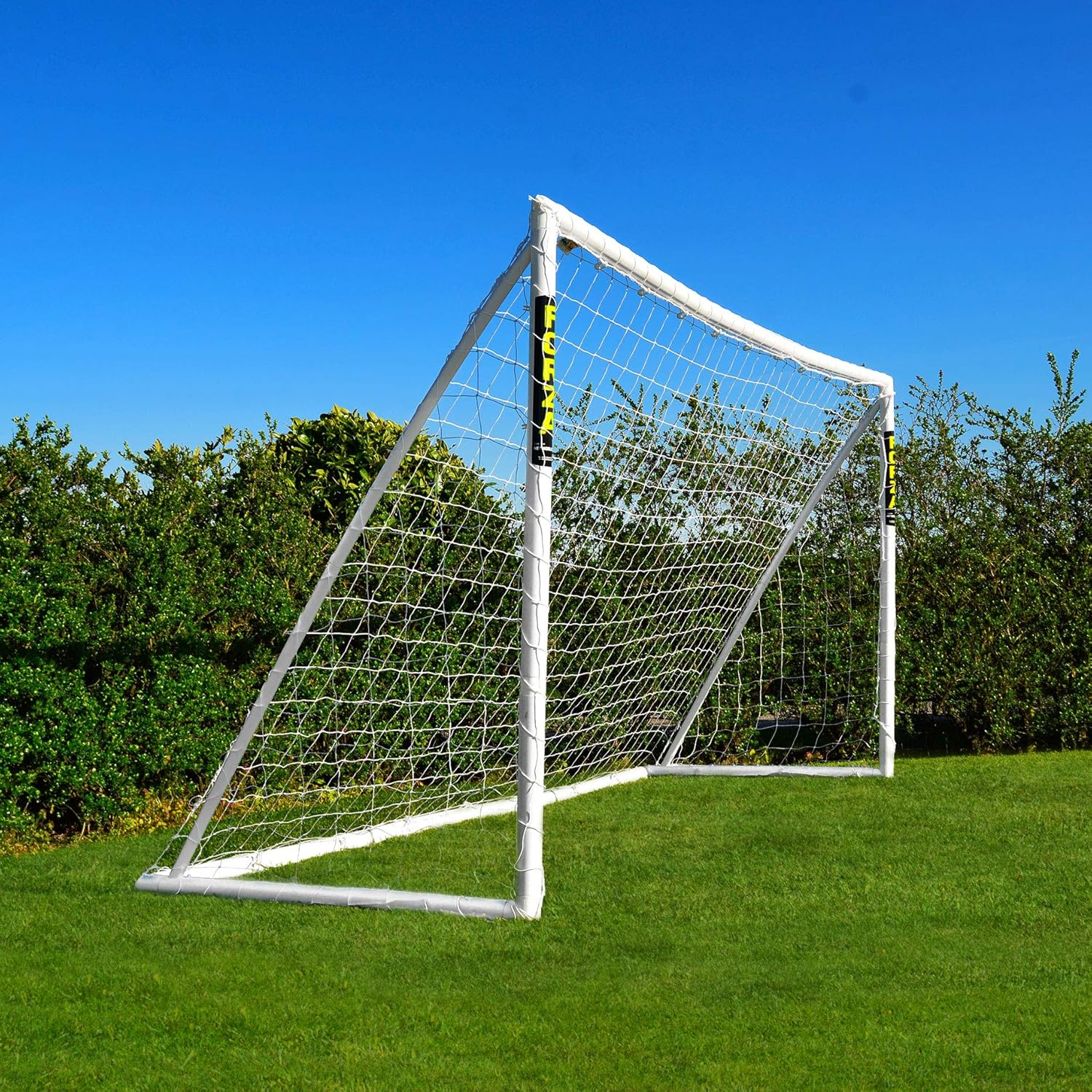 FORZA 12ft x 6ft Football Goal | All Weather uPVC Garden Goals with Quick and Easy Assembly - Optional Training Football, Target Sheet & Carry Bag