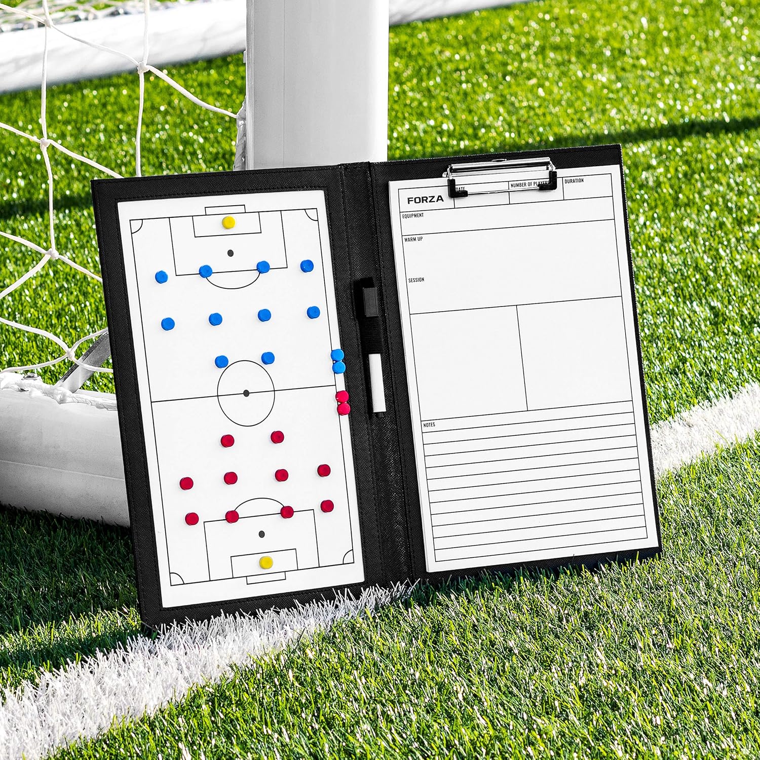 FORZA A4 Sports Coaching Folder [13 Sport Options] | Durable PU Coach's Board with Dry-Wipe Whiteboard, Match Planner, and Magnetic Markers – Ideal for Football, Rugby, Netball, Basketball & More